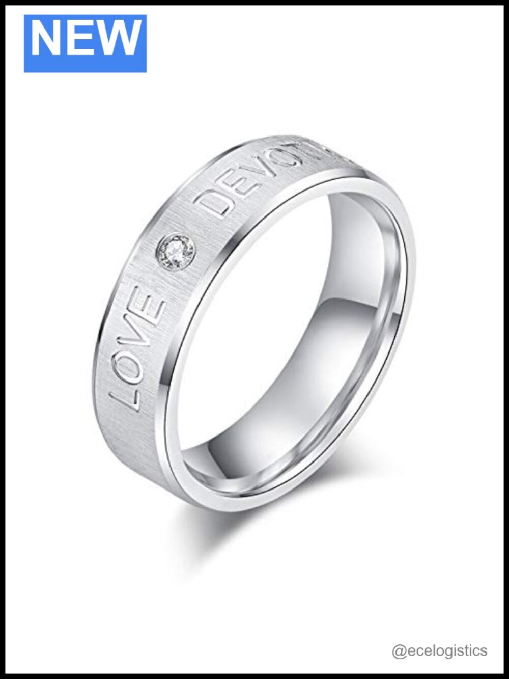 Unisex 6mm sterling silver simulated diamond wedding band ring